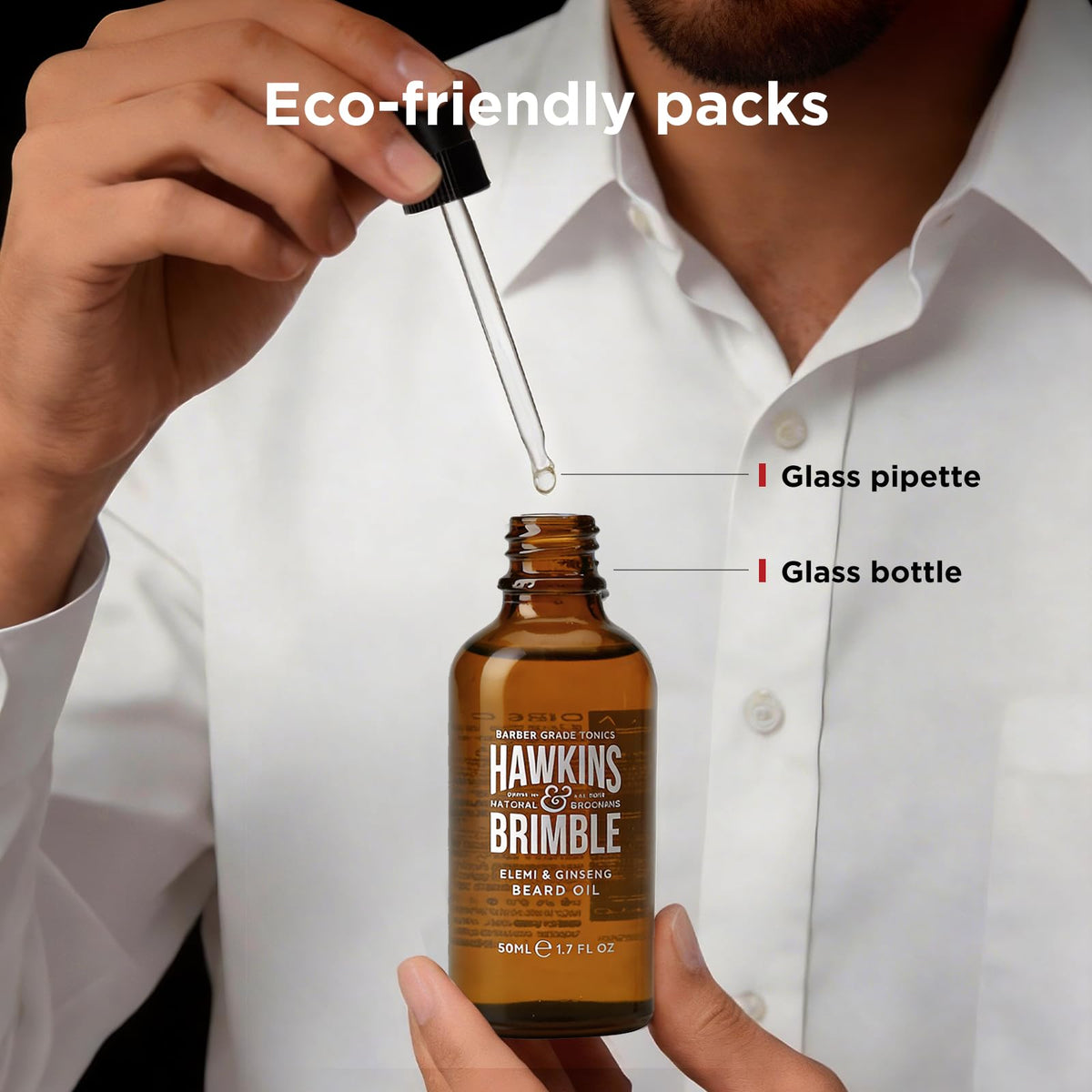 Hawkins & Brimble - Beard Oil for Men, 50ml - Promotes Beard Growth Oil for Grooming, Styling, Softener, Repair and Nourishing - Argan and Olive oil - Beard Care Routine with Shea Butter and Vitamin E