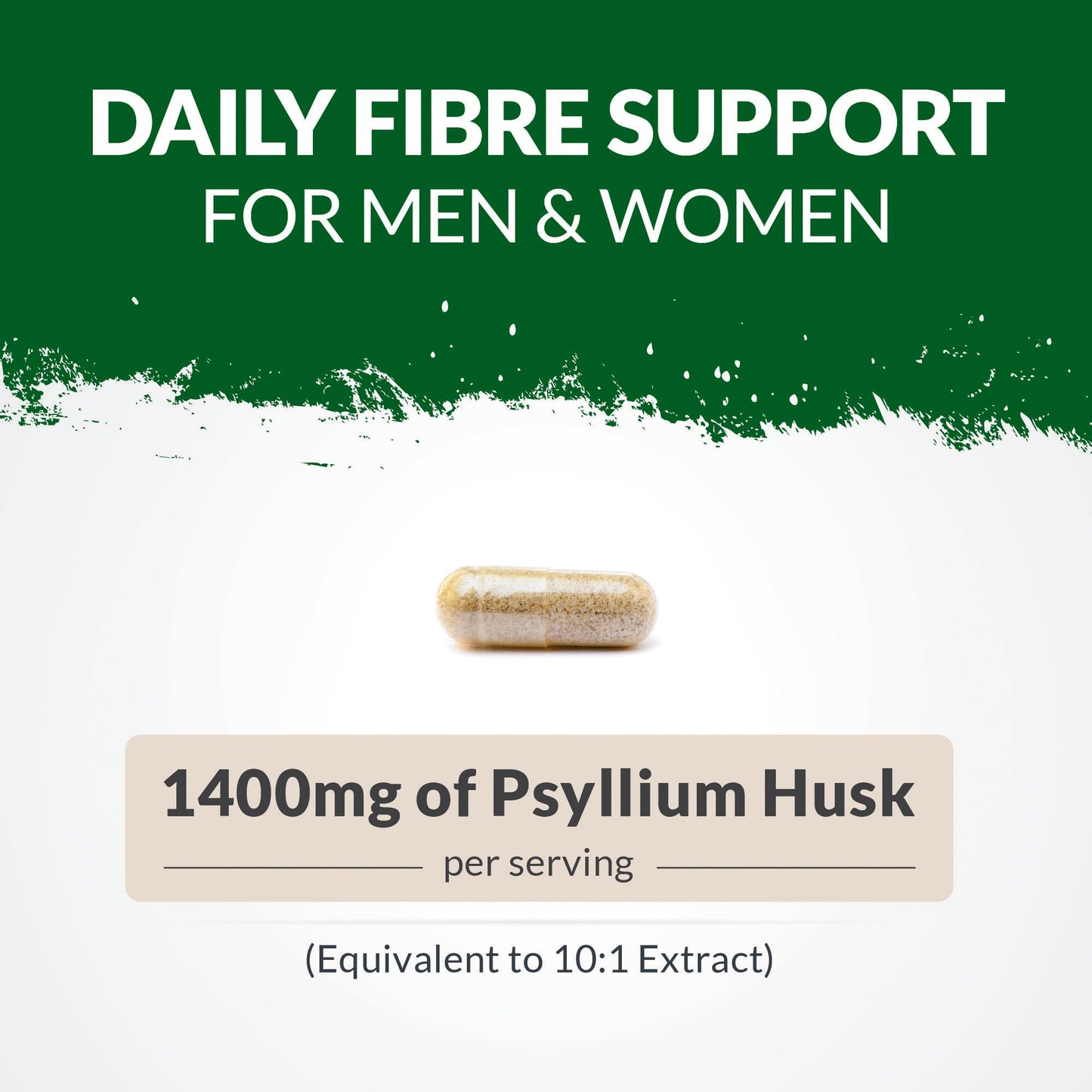 Psyllium Husk Fibre Supplement - 1400mg per Serving - 240 Vegan Capsules - Natural Soluble Prebiotic Fiber from Plantago Ovata Seeds - Made in the UK - Nu U Nutrition