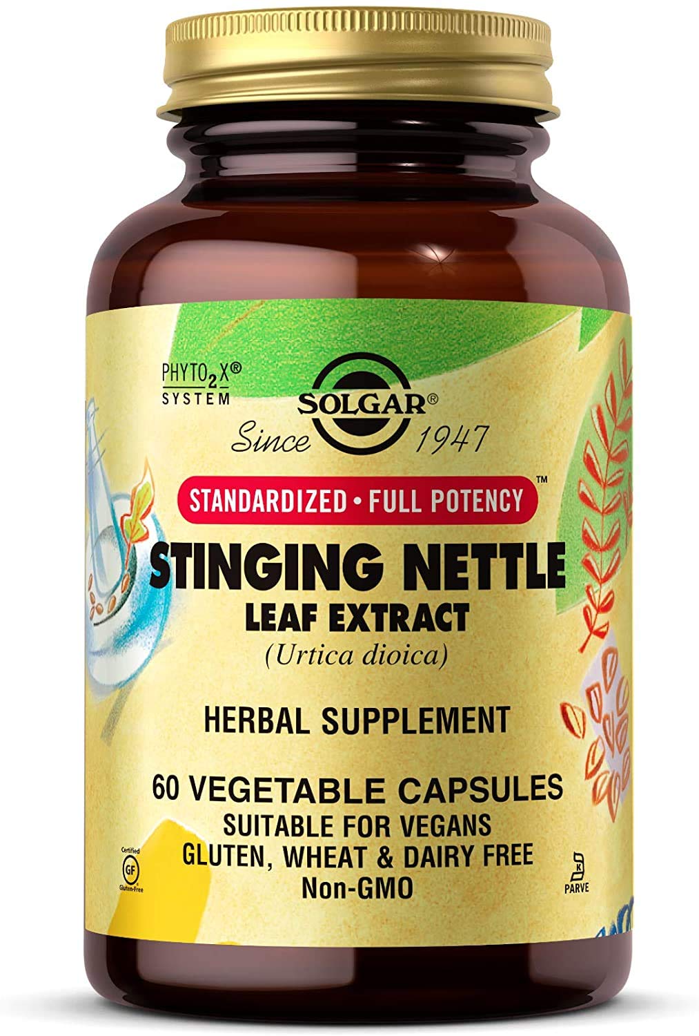 Solgar Nettle Leaf Extract Vegetable Capsules - Pack of 60 - Rich in Antioxidants - Vegan and Kosher