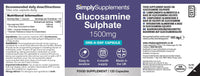 Simply Supplements Glucosamine Sulphate 1500mg | Supports Natural Glucosamine Levels | High-Strength 2KCl Formula | One-a-Day Convenience | 120 Capsules = 4 Months' Supply | GMP-Certified & UK-Made