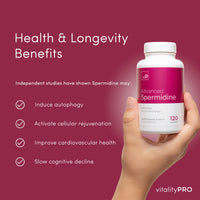 vP Vitality Pro Natural Spermidine 4mg x 60 Capsules - Third Party Tested - Natural Pure Spermidine Supplement - Vitality Pro