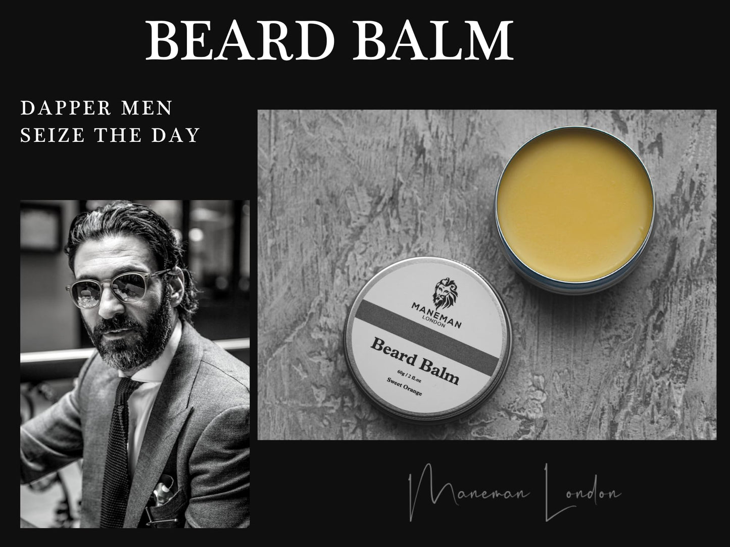 Maneman London Cedar Beard Balm For Men - Natural Beard Thickener & Beard Softener For Men - Beard Conditioner for Men Enriched with Shea Butter & Argan Oil - 60g (Cedar)