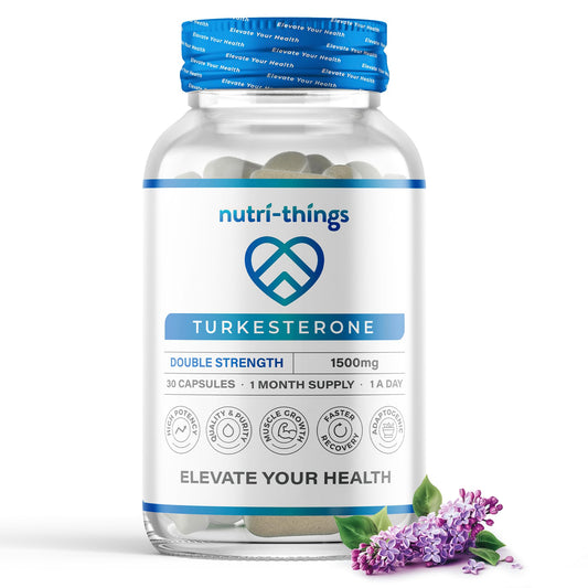 Nutri-things Turkesterone Capsules - 1500mg Turkesterone - Muscle Growth and Recovery Support - Adaptogenic Properties - One Month Supply - Non-GMO, Gluten-Free - 30 Capsules