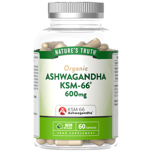 Ashwagandha KSM-66 600mg | High Strength Supplement with 5% Withanolides | 60 Vegan Capsules for Men & Women | by Nature's Truth