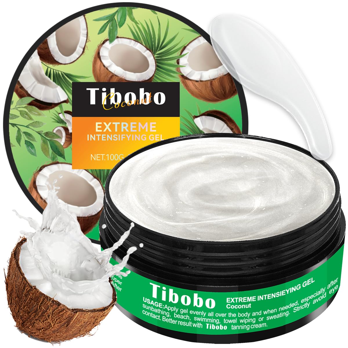 Premium Tan Accelerator Gel 100g - For Sunbed Use & Outdoor Sun Tanning Enhancer, Fast Bronzing Cream with Natural Oils Formula, Intensifying Self Tanning Boosting Oil, Long-Lasting Hydrating(Coconut)