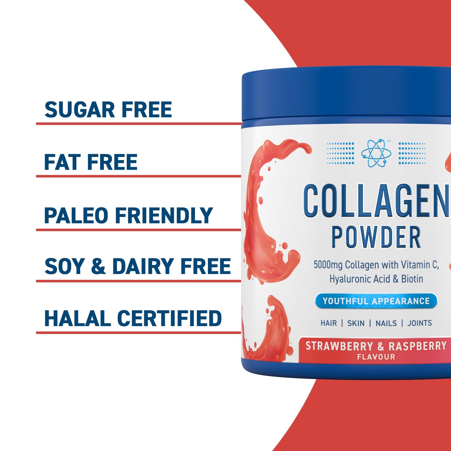 Applied Nutrition Collagen Powder - Hydrolysed Bovine Collagen Protein, Halal, Healthy Skin, Hair, Nails (Unflavoured) (150g - 30 Servings)