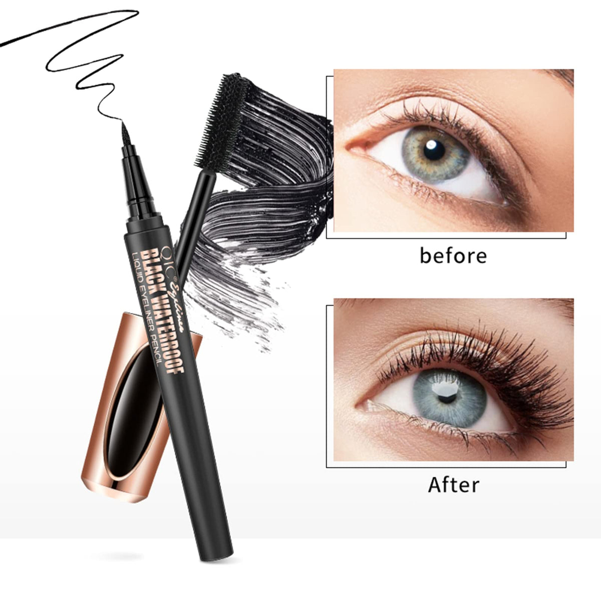 SPORTEON 4D Silk Fiber Mascara Waterproof, Luxuriously Longer, Thicker, Voluminous Eyelashes, Long-Lasting
