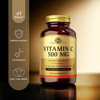 Solgar 500 mg Vitamin C Vegetable Capsules - Pack of 100 - Seasonal Immunity Support - Potent Antioxidant - Reduces Tiredness and Fatigue - Collagen Formation - Vegan