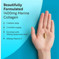 Nutravita Marine Collagen Tablets 1400mg Enhanced with Hyaluronic Acid - Hydrolysed Collagen Supplements for Women & Men - 120 Tablets (2 Month Supply) - with Vitamin C, Vitamin E & Zinc - Not Powder
