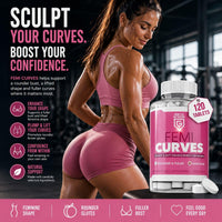 MoovWell Femi Curves Bum & Breast Curves Enhancement Tablets for Women – 120 Tablets for Bigger Curves & Fuller Shape, Natural Ingredients - Bum Enhancement Supplement, Made in UK