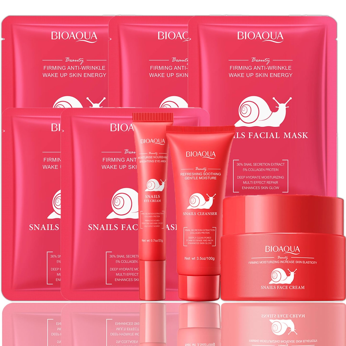 TBeautfave Snail Mucin Skincare Set - Skin Care Sets & Kits with Facial Cleanser, Face Cream, Eye Cream, Face Mask - Gifts for Teenage Girls - Skin Care(8PCS)