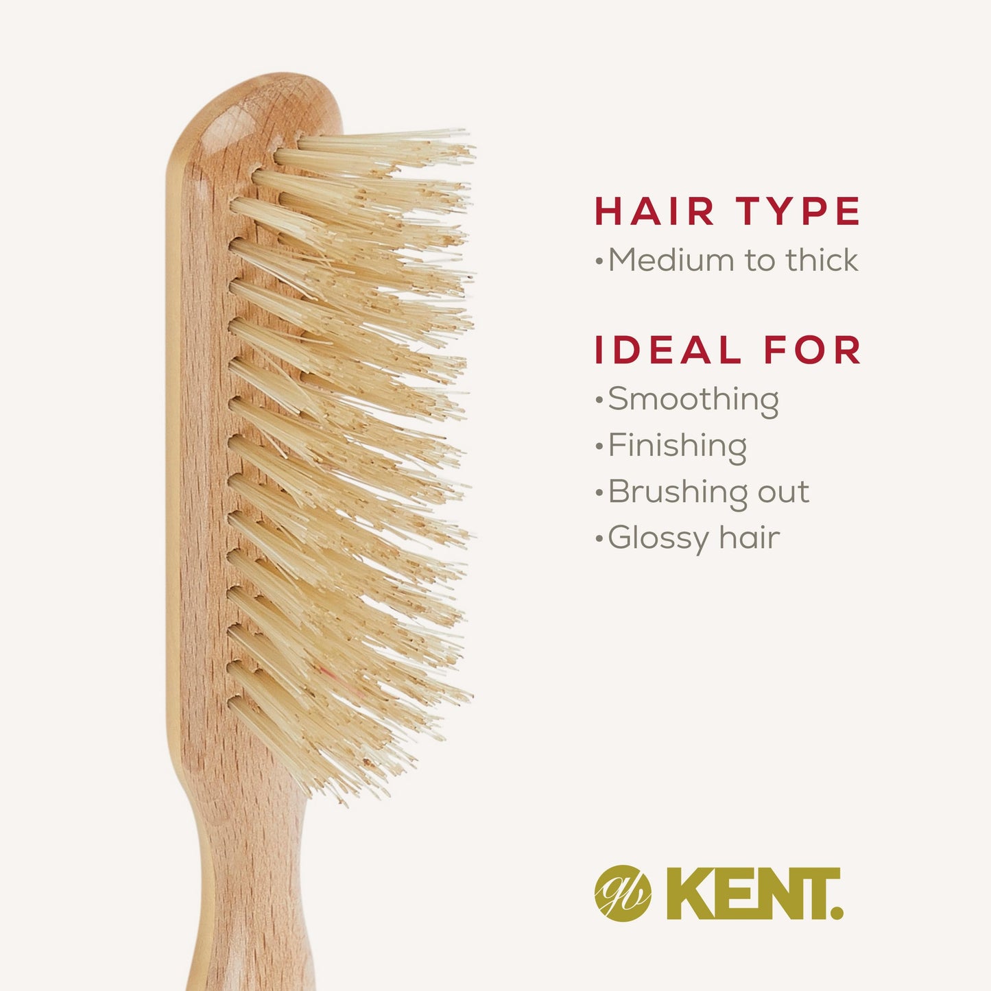 KENT Kent Narrow, White Bristle Brush - LS1 (PACK OF 1)