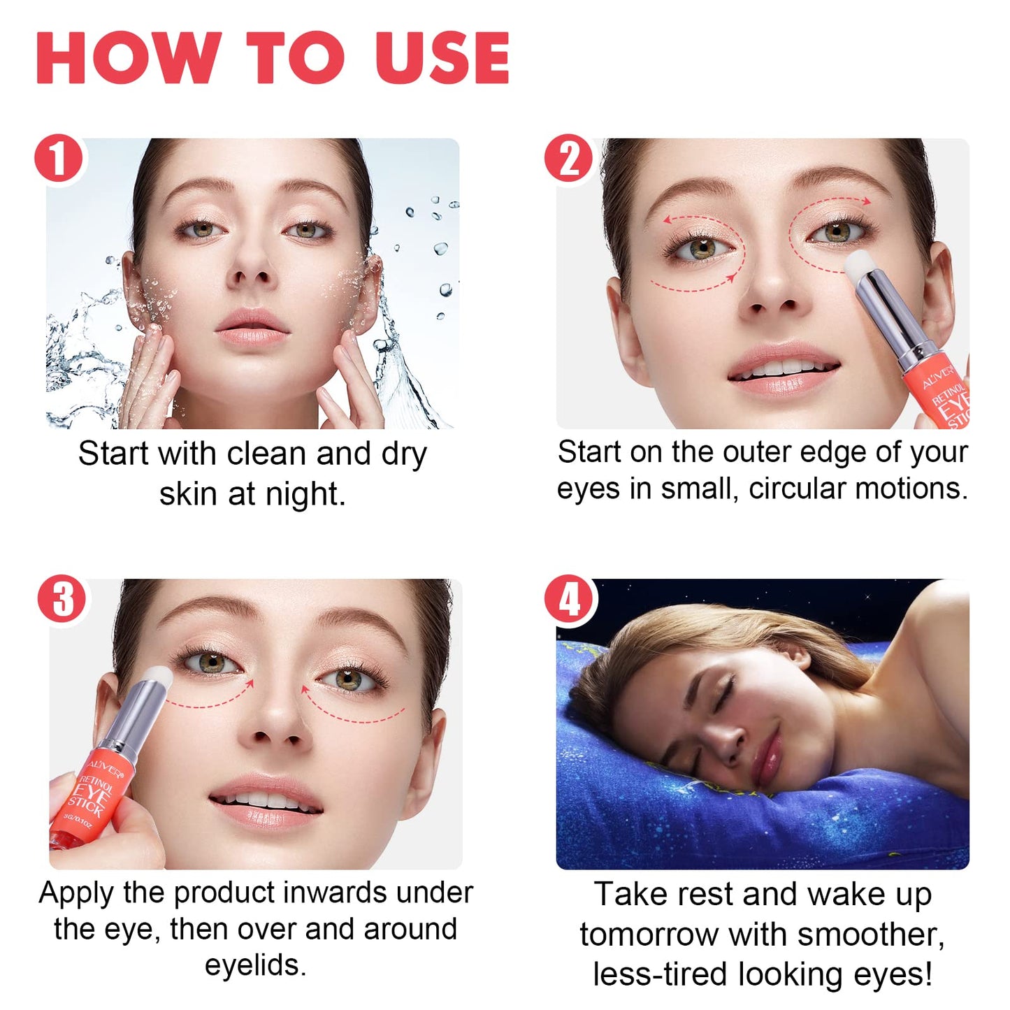 JCZQDRPC Retinol Eye Stick, Retinol Eye Cream, Smoothens Wrinkle Eye Cream for Puffy Eyes, Eye Brightener Stick for Dark Circles, Eye Balm Stick, Reducing Fine Lines, Eye Cream for Puffiness