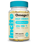 Incite Nutrition Omega 3 Fish Oil Capsules 2000 mg. 360 Softgels. 6 Month Supply of High Strength Omega 3 Fatty Acids with EPA & DHA. Non-GMO, UK Made, No Fishy Aftertaste