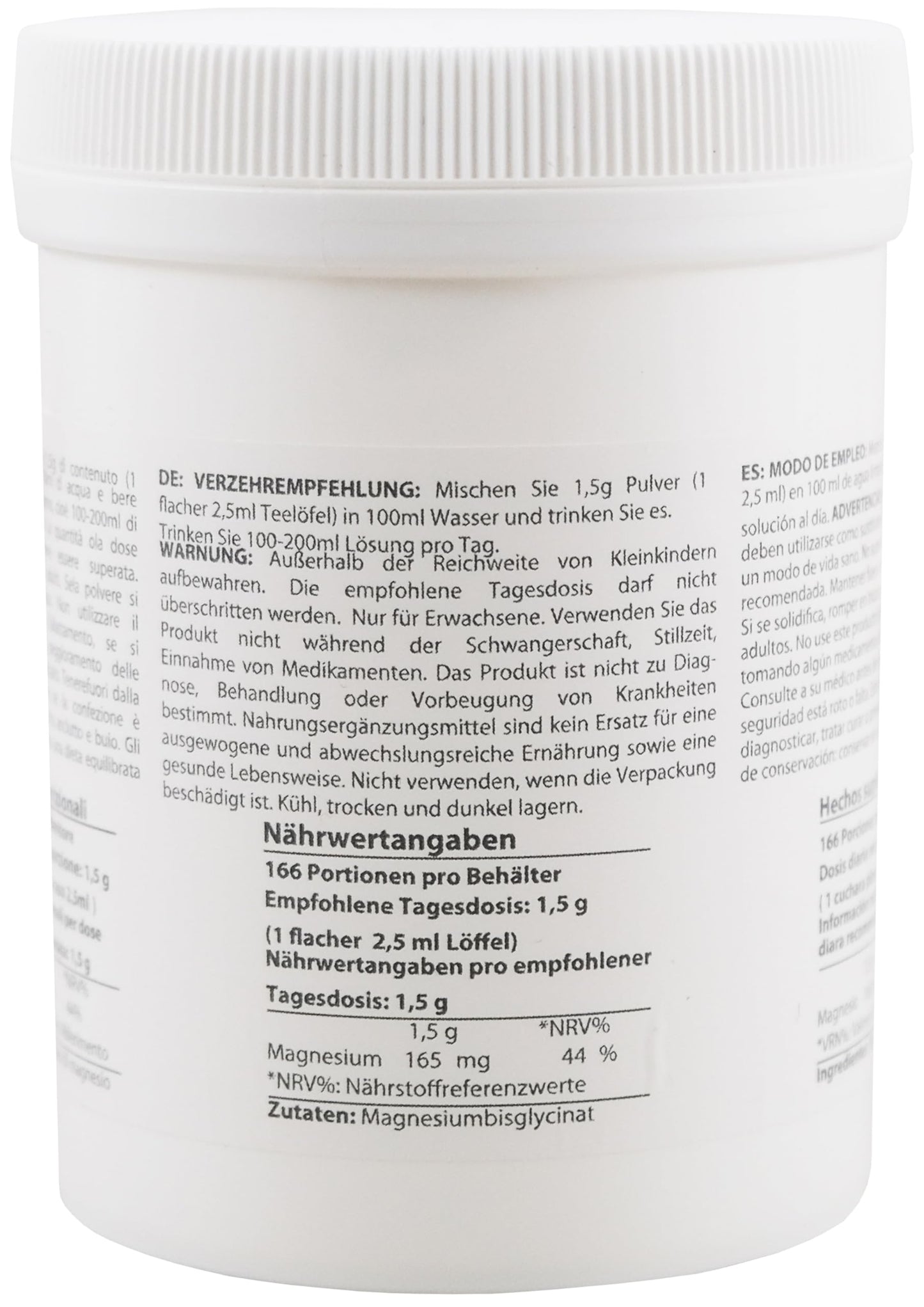 Magnesium glycinate as Magnesium bisglycinate | 0.55 lb – 250 g | Crystal Powder Soluble in Water | Heiltropfen®