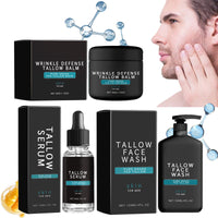 Men's Beef Tallow Skincare Kit - Face Wash, Serum & Cream - Nourishing Moisturizer for Day and Night - Includes Men's Grooming Sets and Facial Kit