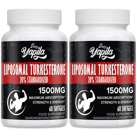 Yapila Liposomal Turkesterone Supplement - 1500mg Ajuga Turkestanica Extract, Standardized to 20% Turkesterone, Max Absorption, High Strength for Bodybuilding, No Additives, Non-GMO, 2 Package