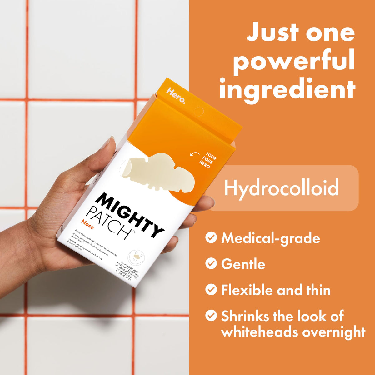 HERO COSMETICS Hero Cosmetics Mighty Patch Nose, XL Hydrocolloid Spot Patches for Overnight Use, Absorb Gunk in 6 to 8 Hours, 10 Patches