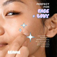 BEAME Under The Spotlight™ UV Skin Detection Stickers - Smart UV Sensing Stickers That Show When To Reapply - Water-Resistant & UV Protection Stickers - Skin-Safe, Vegan & Cruelty-Free - 36-pack, 12mm
