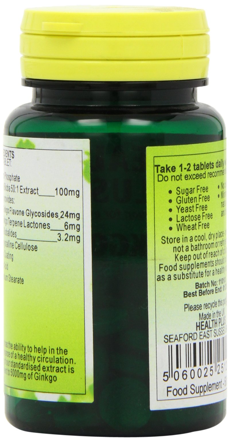 Health Plus Ginkgo 100 Memory Plant Supplement - 60 Tablets
