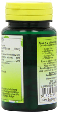 Health Plus Ginkgo 100 Memory Plant Supplement - 60 Tablets