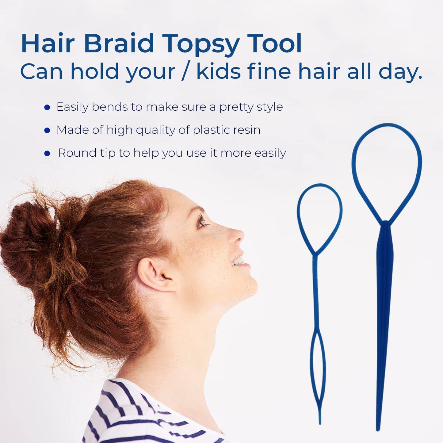 Trimming Shop Hair Braid Topsy Tool Ponytail Maker Clip Durable Styling Tool Fashion Hair Braiding Accessory for Making Women's Hair Style (Blue, 2pcs)