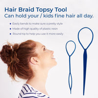 Trimming Shop Hair Braid Topsy Tool Ponytail Maker Clip Durable Styling Tool Fashion Hair Braiding Accessory for Making Women's Hair Style (Blue, 2pcs)