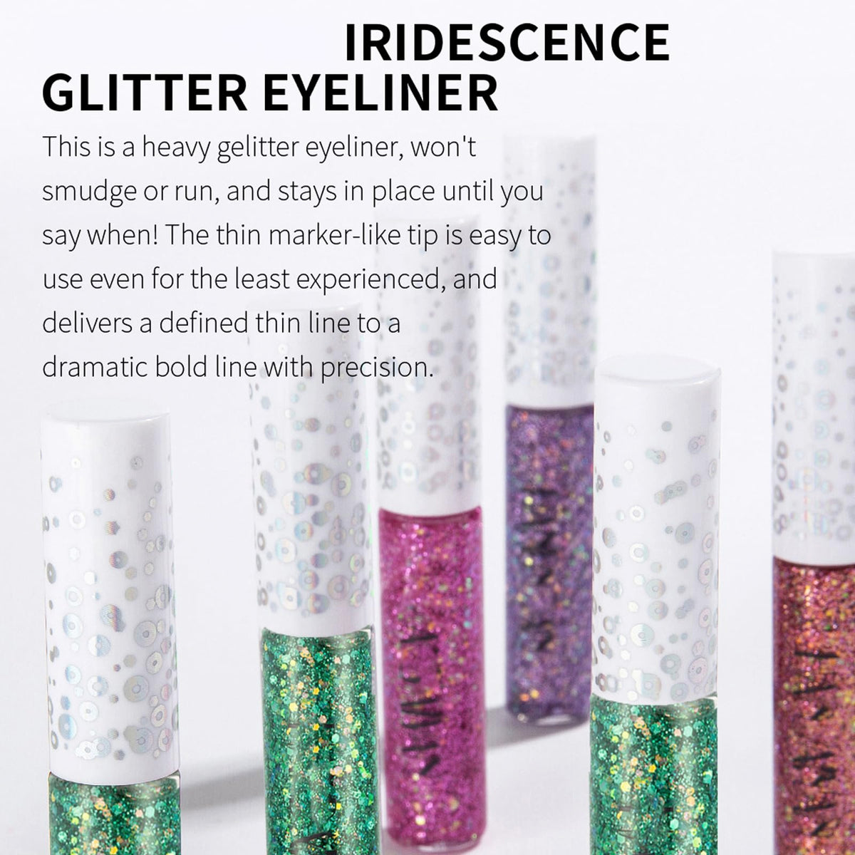 HAORQEE Green Glitter Eyeliner, Metallic Waterproof Long Lasting Smudge-Proof