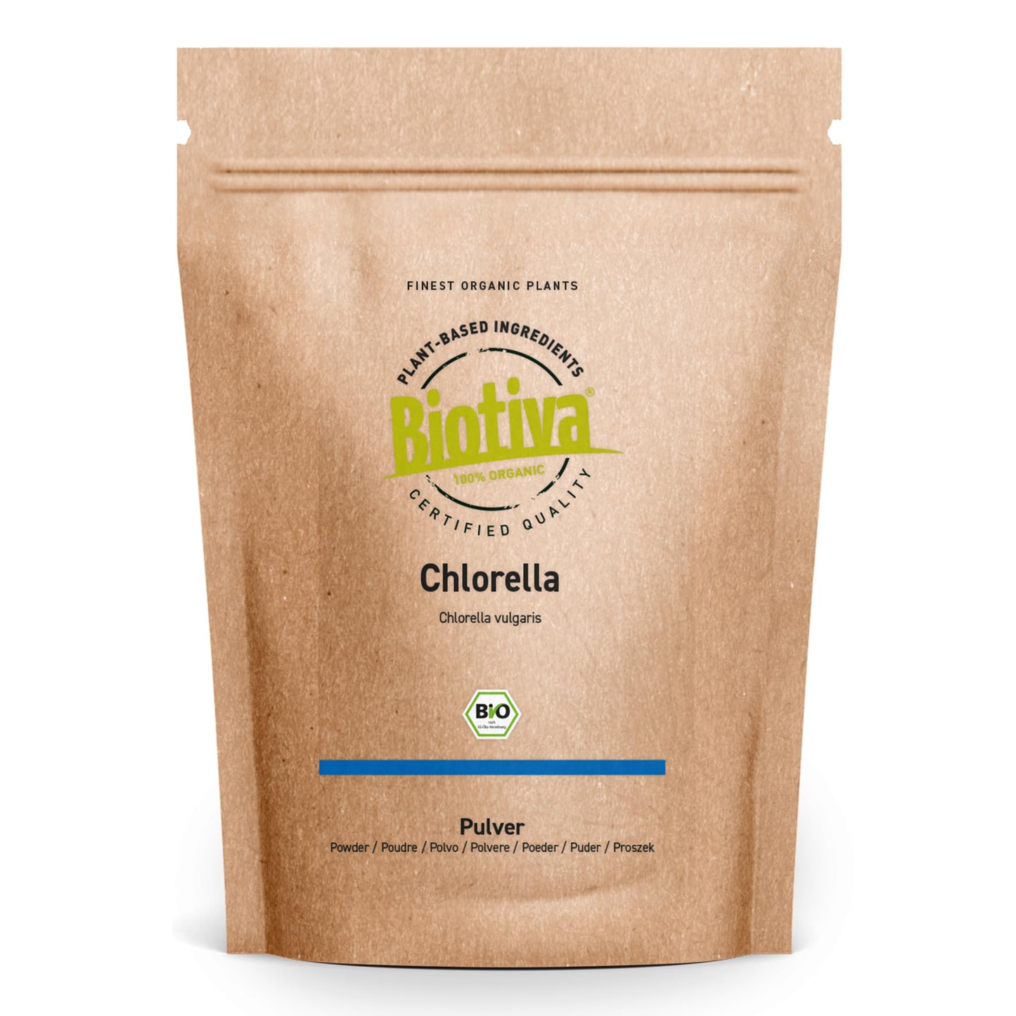 Biotiva Chlorella Powder Organic 100g - Chlorella Vulgaris - Algae - Packed and Controlled in Germany (DE-ECO-005)