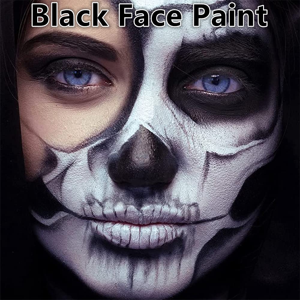 Go Ho Black Face Body Paint 0.88 oz,Water Based Creamy to Gel Body Painting SFX Makeup for Adults Children Halloween Cosplay Costumes Festivals Makeup, 25g