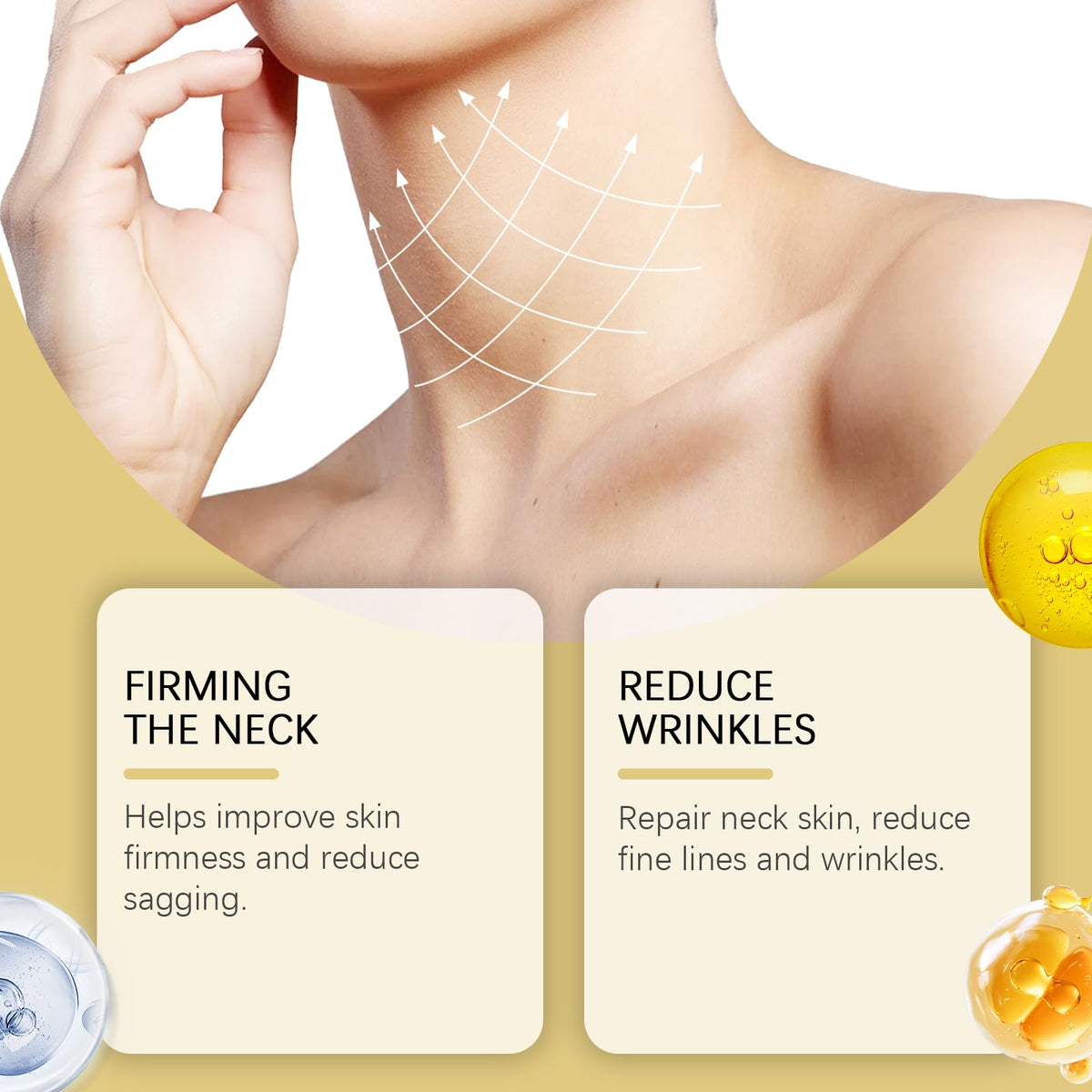 ZANPIERO Ah-8 Firming Neck Cream, Tighten And Lift Neck Cream, Neck Firming Creams Contain Hexapeptide, With Double Roller Massage, Reduce Wrinkles Fine Lines And Double Chin, Firm And Lift Sagging Skin 2 pcs