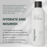 Regrowz Refresh & Balance Kit – Thickening Shampoo & Volumising Conditioner with Scalp Massager – Hair Thickening Treatment for Women & Men – 100% Natural & Sulphate-Free