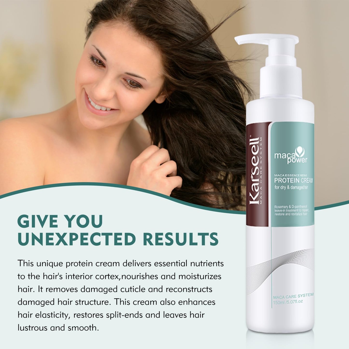 Karseell Repair Protein Cream Leave-In Conditioner Hair Treatment Organic Protein Cream for Dry Damaged Hair 150ml