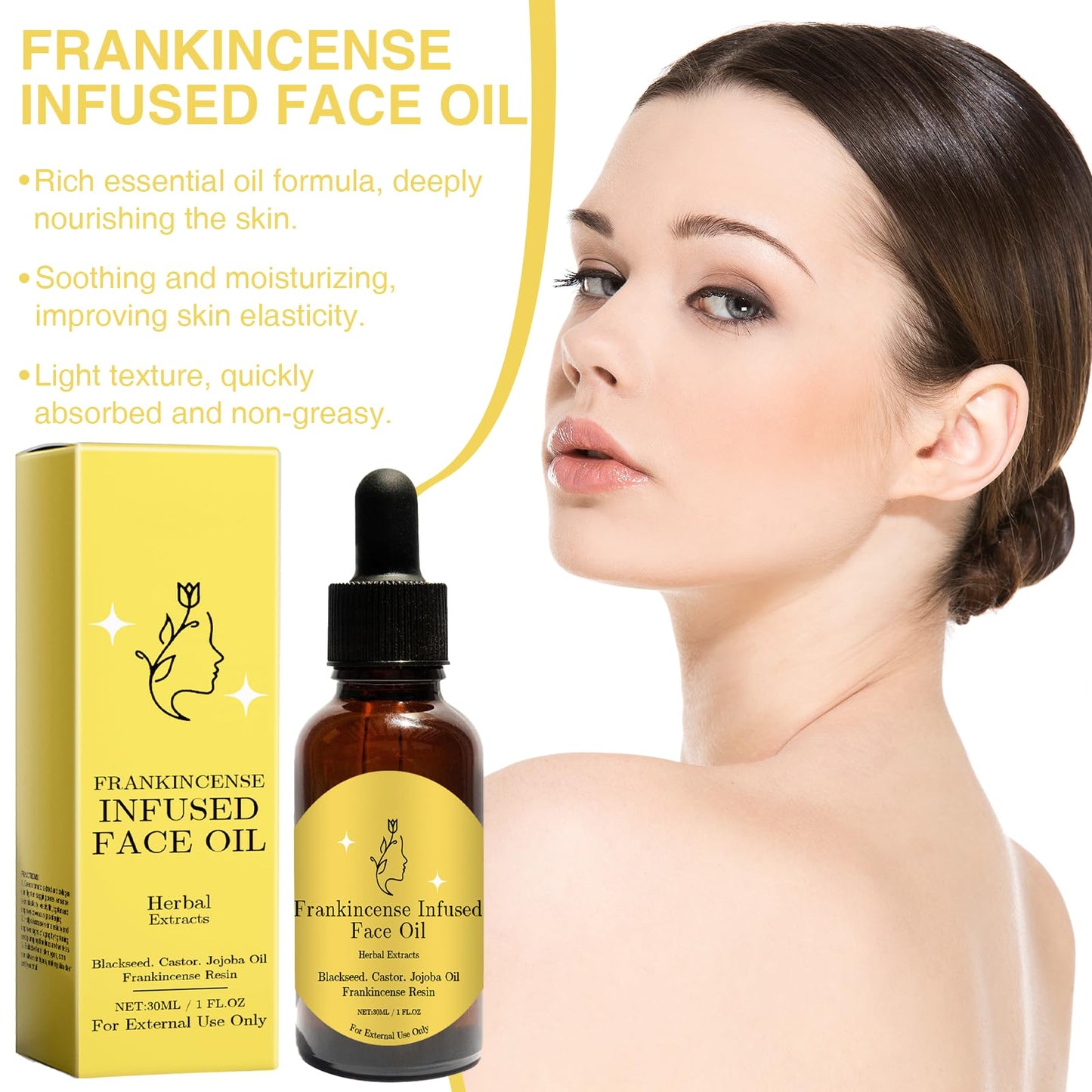 Leogony 2Pcs Frankincense Oil for Skin, Organic Moisturizing Frankincense Resin Cold Pressing Essence, Smooths Fine Lines and Wrinkles