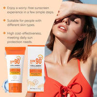 Fankayi Collagen Sunscreen SPF 90 PA+++,Ultra High Protection Sunblock Against UVA/UVB,Factor 90 Sun Cream Face Moisturiser,Ultra Light UV Protetion Face Sunscreen,Sunscreen Fa/ce,Factor 90 Sun Cream