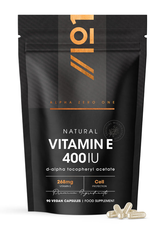 ALPHA01 Vitamin E 400IU D-Alpha Tocopherol – 100% Natural Vitamin E – 90 Vegan Capsules – Highly Absorbable – 3 Month Supply – Protects Cells from Oxidative Stress – by Alpha01