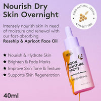 Delhicious Anti-Ageing Overnight Face Drops - Hydrating Face Serum & Scar Treatment - Nourishing & Brightening - Moon Moisture Apricot & Rosehip Oil - Natural, Vegan, Ayurveda - 40ml