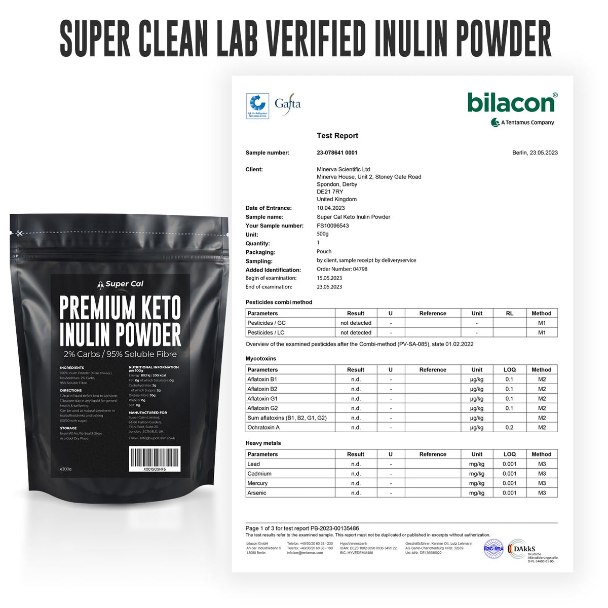 Super Cal Keto Inulin Powder 200g 95% Fibre / 2% Carbs Lab Tested