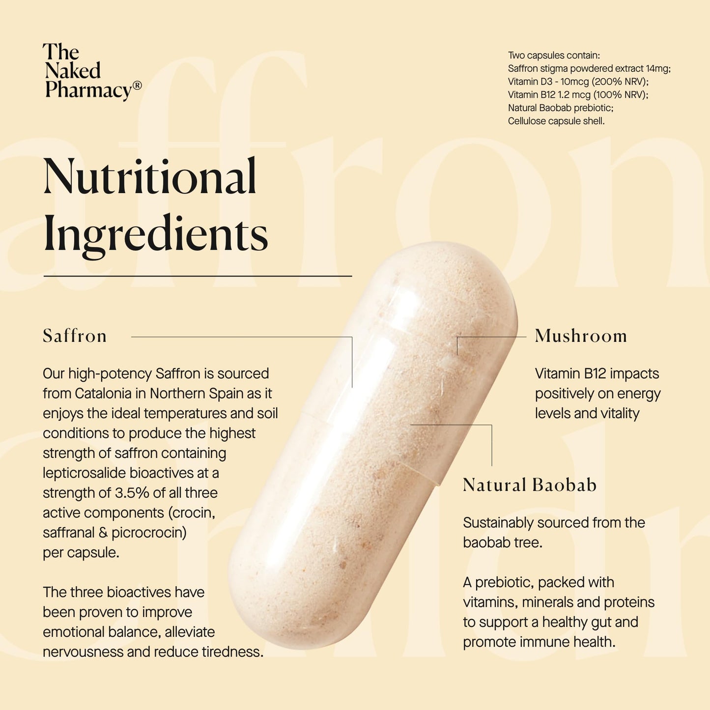 The Naked Pharmacy | Saffrosun for Children | No Additives | Vegan | 60 Capsules