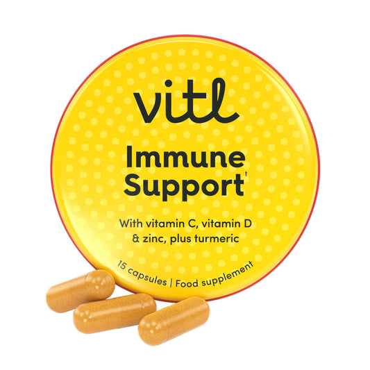 VITL Vitl Immune Support | Supports Everyday Immunity & Wellness | Immune Support Supplements with Vitamin D, Vitamin C, Zinc, Turmeric & Elderberry | Vegan Friendly | Pocket Tin (15)
