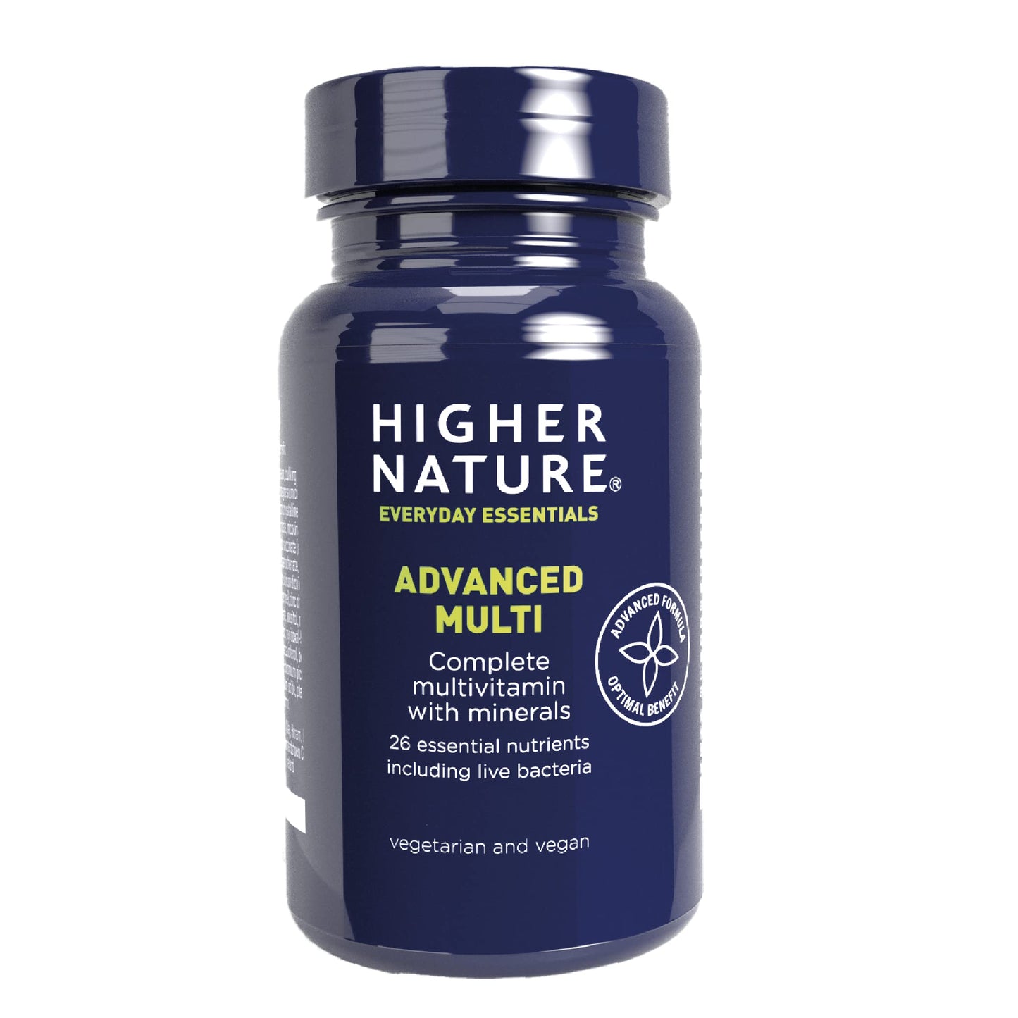 HIGHER NATURE Higher Nature - Advanced Multi - Multi Vitamins Supplements - 26 Essential Vitamins, Minerals & Live Bacteria - 180 Tablets