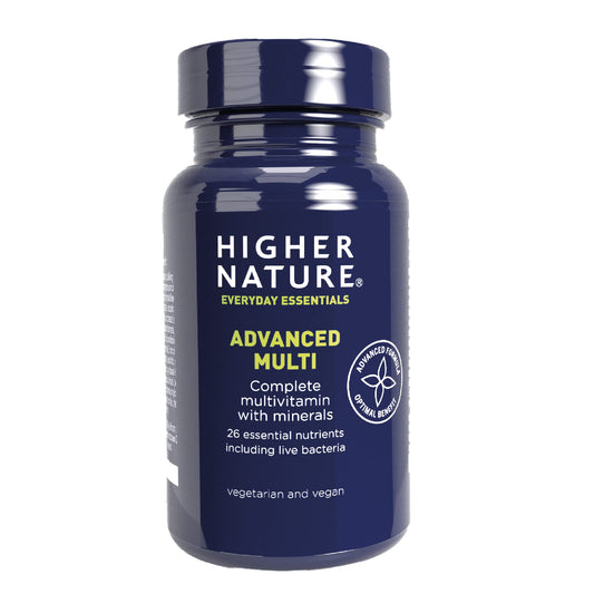 HIGHER NATURE Higher Nature - Advanced Multi - Multi Vitamins Supplements - 26 Essential Vitamins, Minerals & Live Bacteria - 180 Tablets
