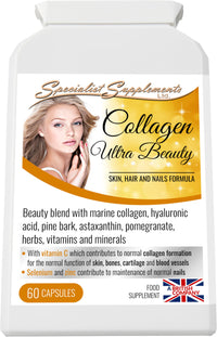Specialist Supplements Collagen Ultra Beauty Marine Collagen, Herbal and Nutrient Complex, 60 Capsules