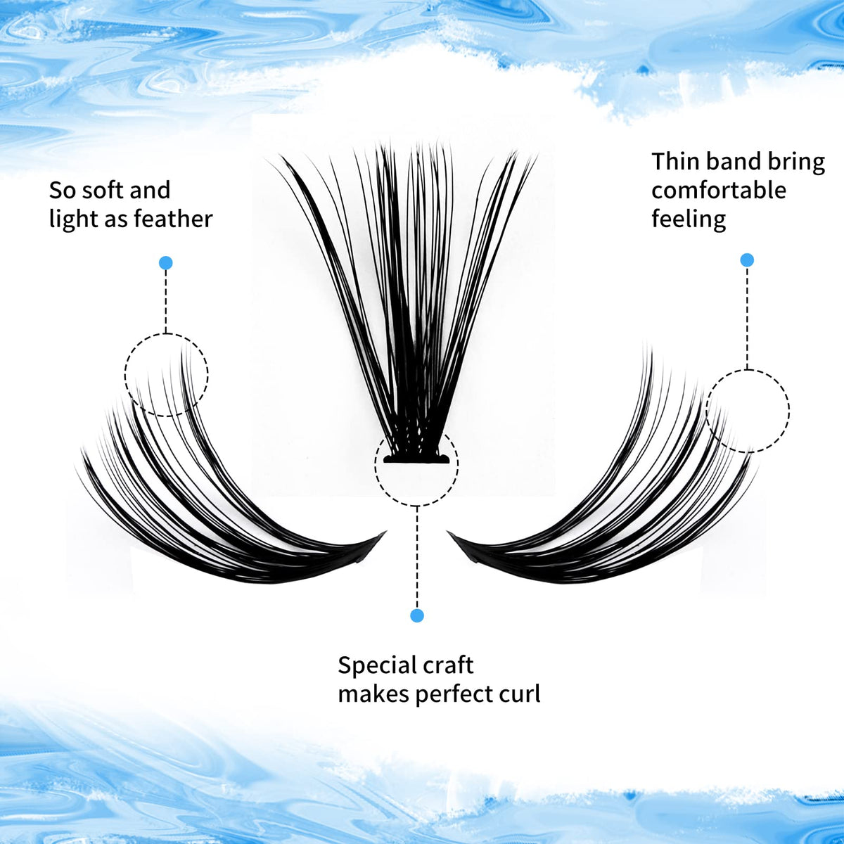 GEMERRY Cluster Lashes 240PCS Individual 0.07mm C Curl 30D+40D 8-16mm Mix Lash Ribbons Wide Stem Natural Look Eyelash Volume at Home Extensions(30D+40D-C-0.07-8-16mm)