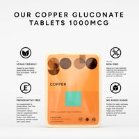 Fitness Health Copper 1000mcg 120 Tablets - Nutritional Supplement - Vegans & Vegetarians - Healthy Lifestyle - Copper Gluconate Supplement