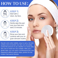 ISBEAUSOLS 60pcs Glycolic Acid Face Pads - Salicylic Acid Face Exfoliator Pad - Gentle Exfoliation Facial Pads - Vitamin C & E for Deep Nourishment Toner Cleansing Wipes