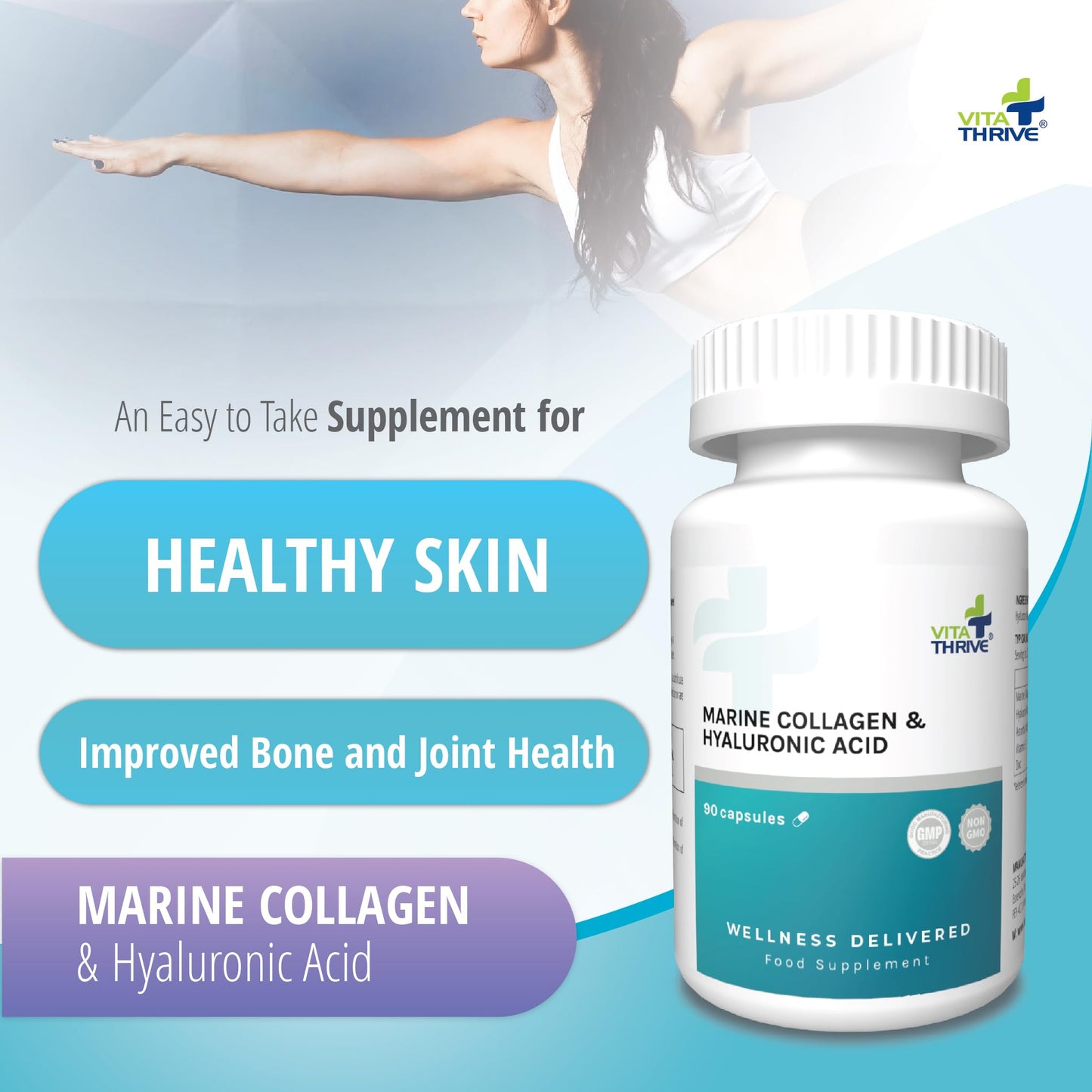 Vita Thrive VitaThrive® Marine Collagen & Hyaluronic Acid - 90 Capsules