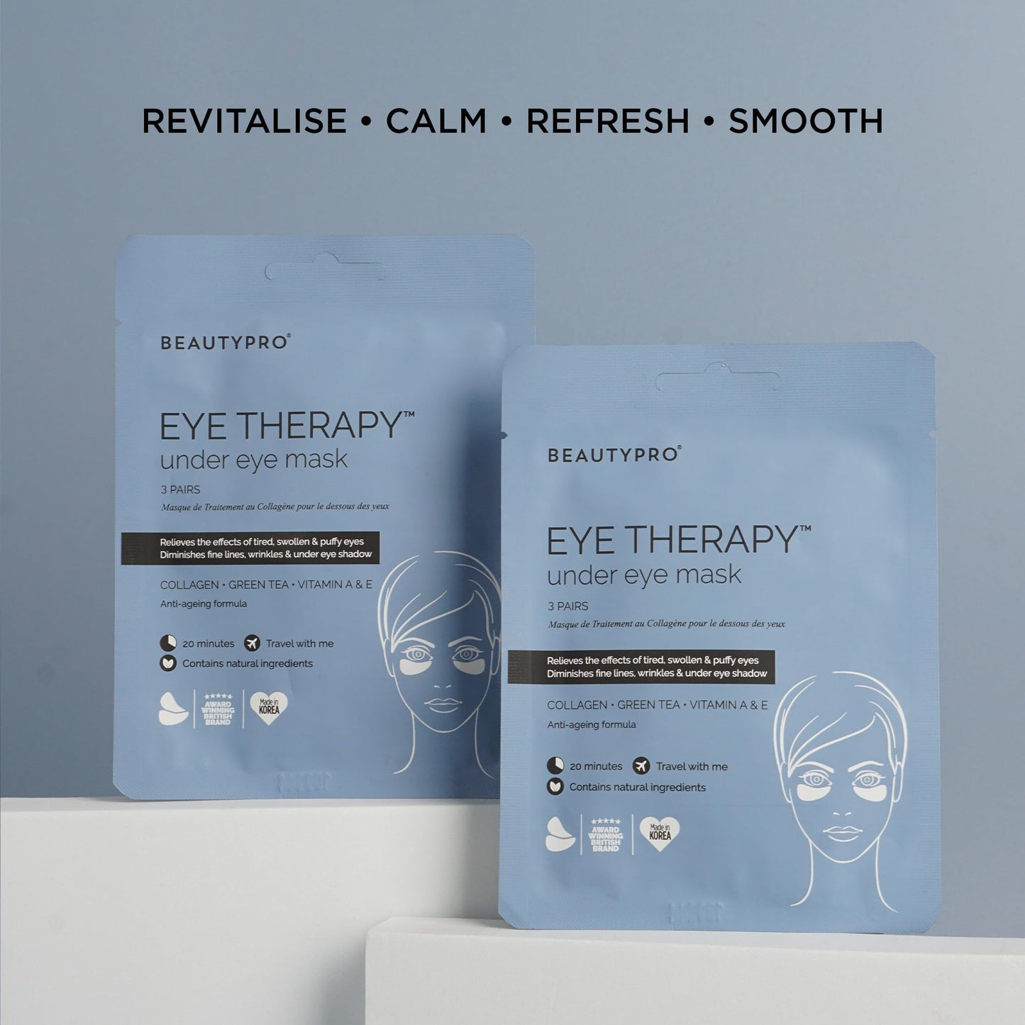 BeautyPro BEAUTYPRO EYE THERAPY Under Eye Gel Patches Natural Green Tea Extract Pads Collagen Skincare Masks for Puffy Eyes Dark Circles & Wrinkles Vegan 3 Pairs Multi Award Winning Brand