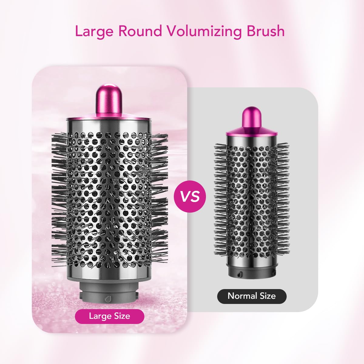 SAZIKA Large Round Volumizing Brush for Dyson Airwrap Styler, Nickel/Fuchsia Big Round Brush Volumizer Attachment for or Dyson Airwrap HS01 HS05 HS08, Smooth Hair,Volumizing and Curly Styling