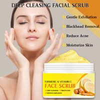 Shefave Turmeric & Vitamin C Face Scrub Exfoliator,Natural Facial Exfoliating Body Scrub,Facial Peeling Cream Brightening Srub for Women&Men-Improve Dark Spots Blackheads Acne,Even Skin Tone Skin Care, 100g